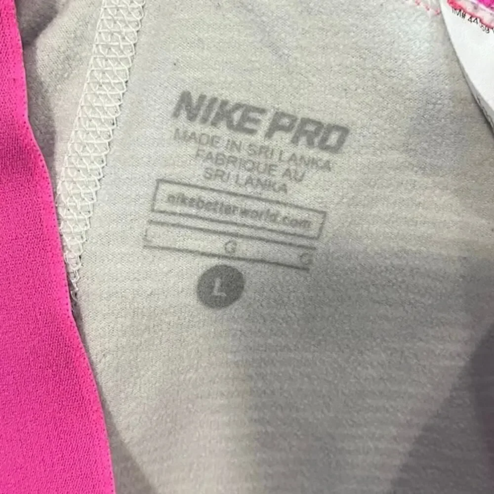 Nike Pro Womens Abstract Print Leggings Elastic Waist Full Length Black Size L